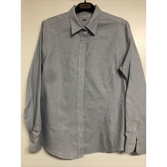 Red House Blouse Womens Medium Gray Button Down Long Sleeve Collar Ladies Casual - Picture 1 of 5